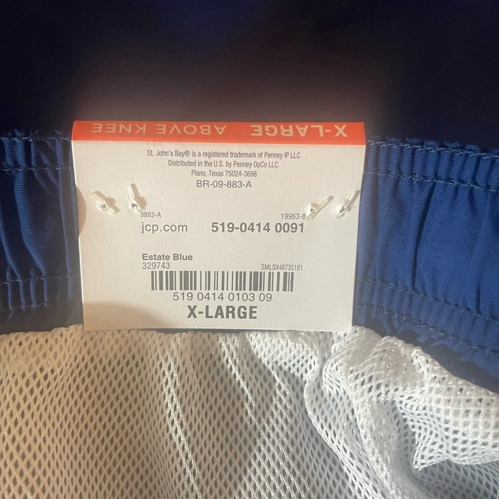 St. John Bay Men's Size XL Royal Blue Drawstring & Pockets Swim Shorts NWT